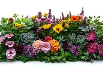 Obraz premium Organic and Flourishing Garden Scene on White Background