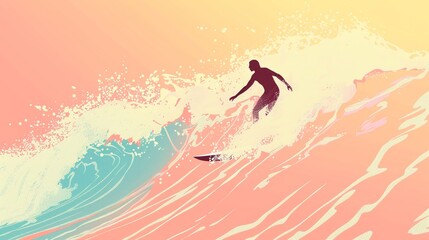 Abstract background template of a surfer surfing with tides.