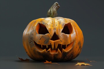 halloween pumpkin illustration in 3d realistic by generative ai