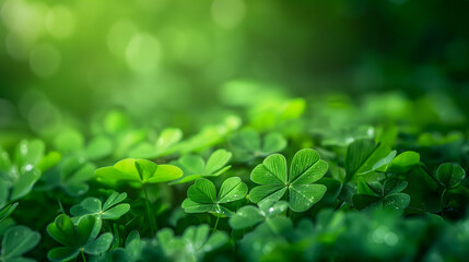 Fresh green clover leaves background
