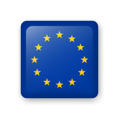 Eurounion flag glass icon. Square vector element with shadow. Best for mobile apps, UI and web design.