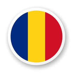 Fototapeta premium Flag of Romania flat icon. Round vector element with shadow. Best for mobile apps, UI and web design.