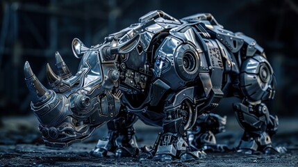 Fototapeta premium Photos of 3D, images of various futuristic robot animals.
