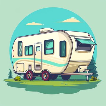 recommend clip art: Artistic vector illustration of camping trailer