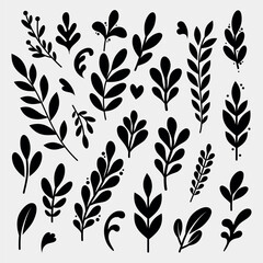 Beautiful collection of decorative, ornamental branches hand drawn style vector