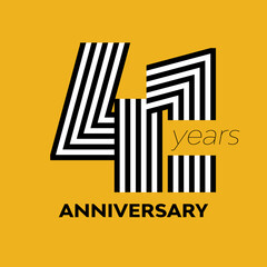 41 years retro anniversary vector template template template design illustration
