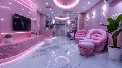 Ekaterinburg, Russia - November 11, 2018: Interior of modern manicure salon without people.