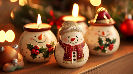 Christmas-themed candle holders