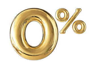 0 Percent Off Sale Gold Number 3D