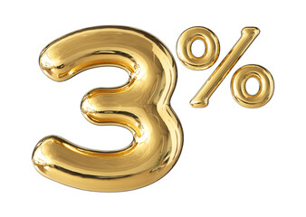 3 Percent Off Sale Gold Number 3D