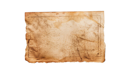 Vintage, old blank paper postcard on white background