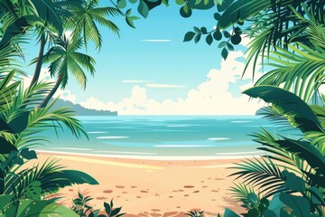 Fototapeta premium Summer Background illustration created with Generative AI