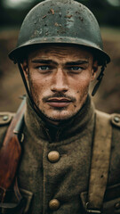 Serious British WWI Soldier Portrait.