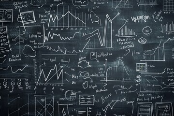 Investment concept and  drawn on a black board background.