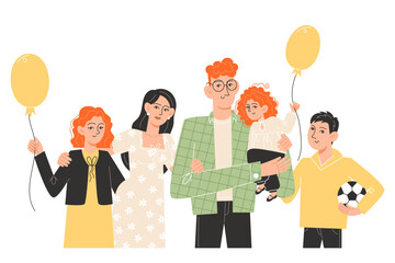 Happy international large family standing next to each other