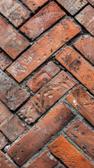 Terracotta Herringbone Pattern, Close-Up Texture Background