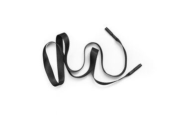 Single black shoe lace band, isolated on white background