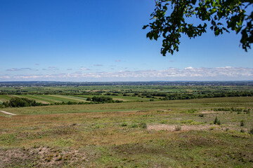 Panoramic view over green romanian fields at the border with Ukraine