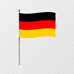 Germany flag on flagpole. Vector illustration.
