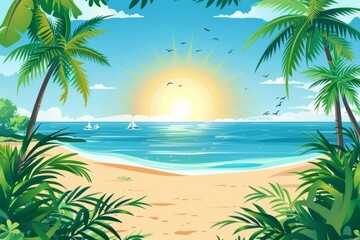 Obraz premium Summer Background illustration created with Generative AI