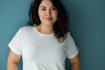Obraz premium Plus Size White T-Shirt Mockup Template. High-quality mockup 