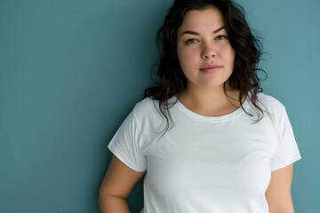 Obraz premium Plus Size White T-Shirt Mockup Template. High-quality mockup 