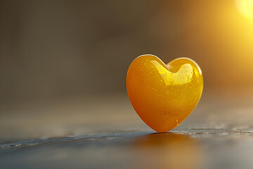 Fototapeta premium A bright yellow heart on a smooth, neutral background, symbolizing warmth and positivity, perfectly encapsulating the spirit of International Friendship Day.