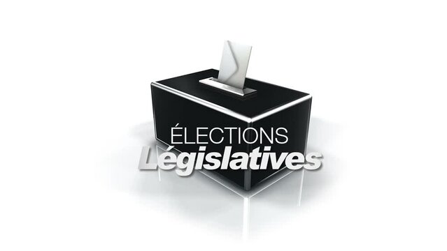 Elections l&eacute;gislatives urne noire 3D &eacute;lection d&eacute;put&eacute;s assembl&eacute;e nationale vote candidat animation