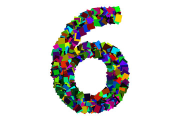 Colorful number 6 for math concept
