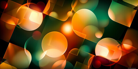 Abstract geometric shapes with vibrant colors and lighting effects