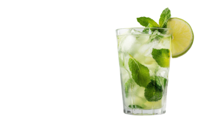 Mojito cocktail drink on white background