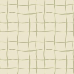 Boho summer grid seamless pattern, graphic abstract lines, mid century printable paper