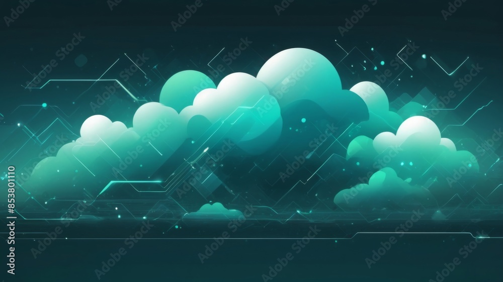 Poster Design an abstract background with futuristic clouds of data, symbolizing secure data backup and storage.