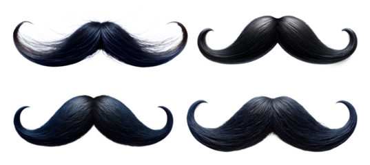 Set of a mustache on a transparent background. A concept of celebration and fun.