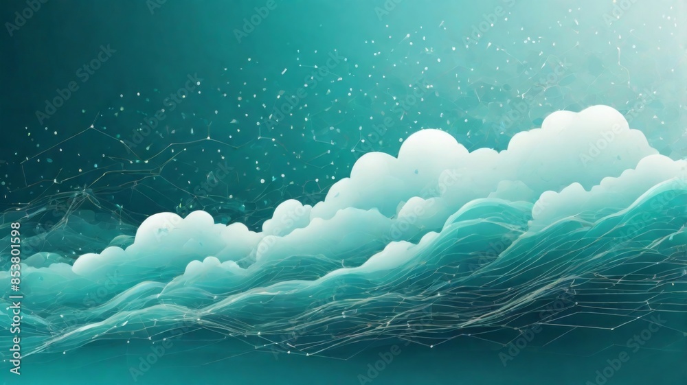 Poster Design an abstract background with futuristic clouds of data, symbolizing secure data backup and storage.