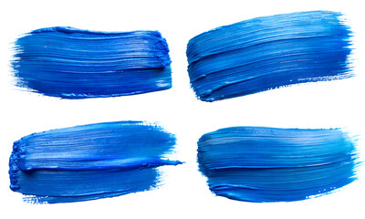 Watercolor. Blue abstract ink strokes on transparent background. Ink strokes. Flat brush strokes.