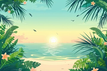 Summer Background illustration created with Generative AI