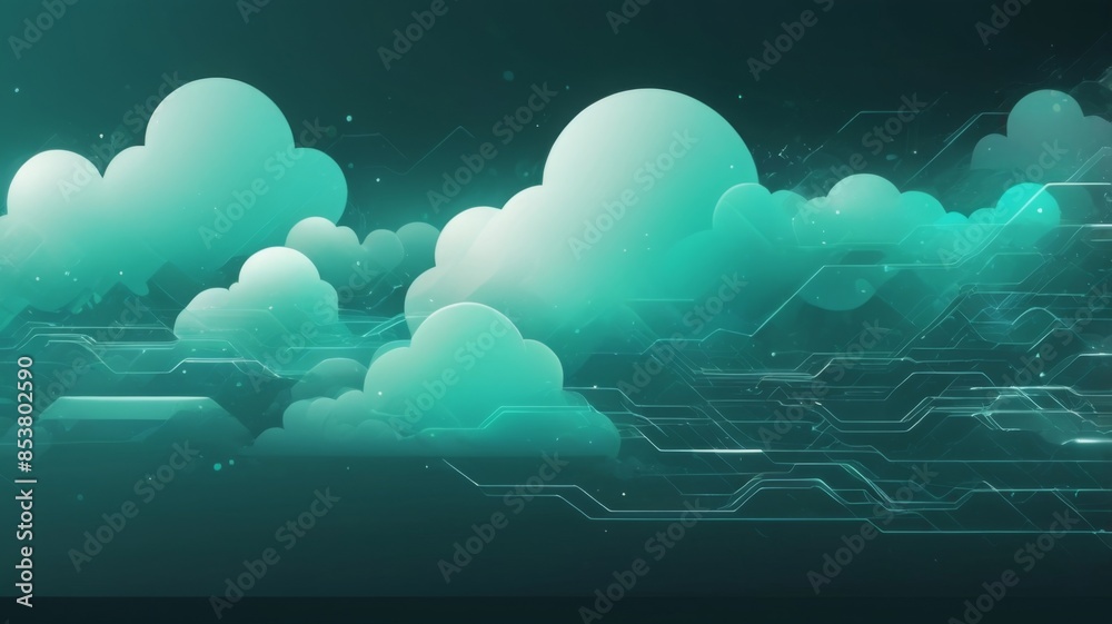 Poster Design an abstract background with futuristic clouds of data, symbolizing secure data backup and storage.