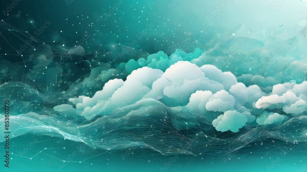Leinwandbilder Design an abstract background with futuristic clouds of data, symbolizing secure data backup and storage.