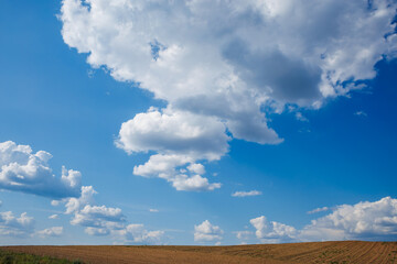 blue sky background with white striped clouds in heaven and infinity may use for sky replacement