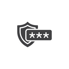 Password code and shield vector icon
