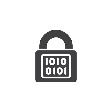 Padlock with binary code vector icon