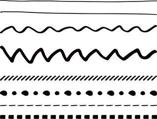 イラスト素材：ライン素材のあしらい　手書きのシンプルでかわいい罫線. simple hand draw borders