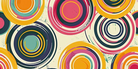 Fototapeta premium Colorful Yarn Circle Art on Fabric