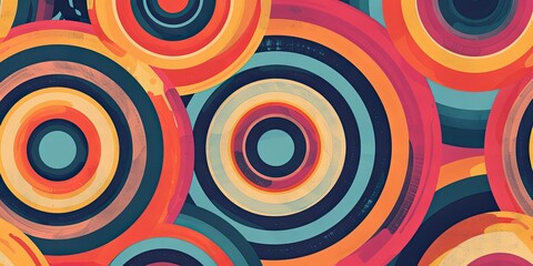 Fototapeta premium Colorful Yarn Circle Art on Fabric