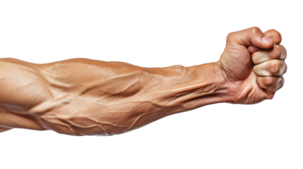 Muscle bicep arm on white background