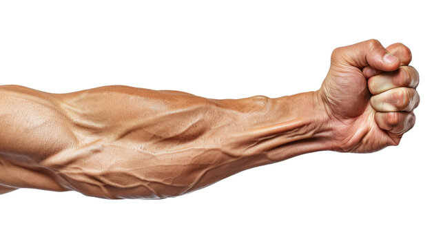 Muscle bicep arm on white background