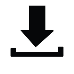 Black Download Icon - Simple Vector Illustration of Download Button with Arrow on White Background