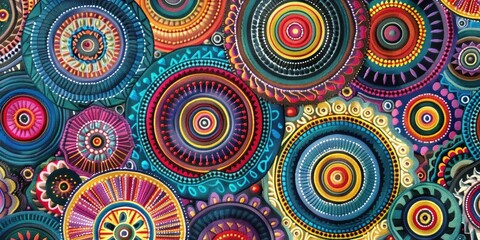 Fototapeta premium Multicolored Circular Embroidery Design.