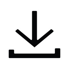 Black download icon single. Download button in black. Download files icons vector. simple black download icon isolated on white background. Arrow downloading icon. Vector illustration.
